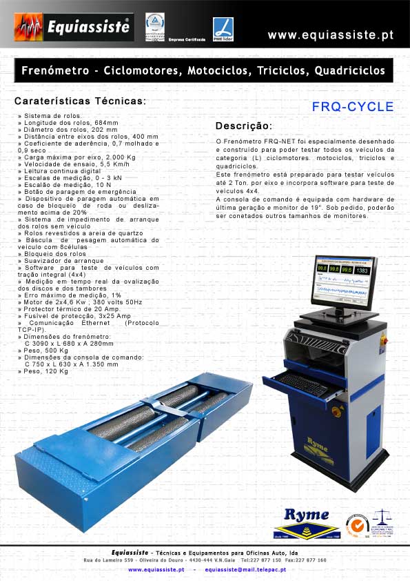 Ryme - Frenómetro para Ciclomotores, Motociclos, motas, Triciclos e Quadriciclos